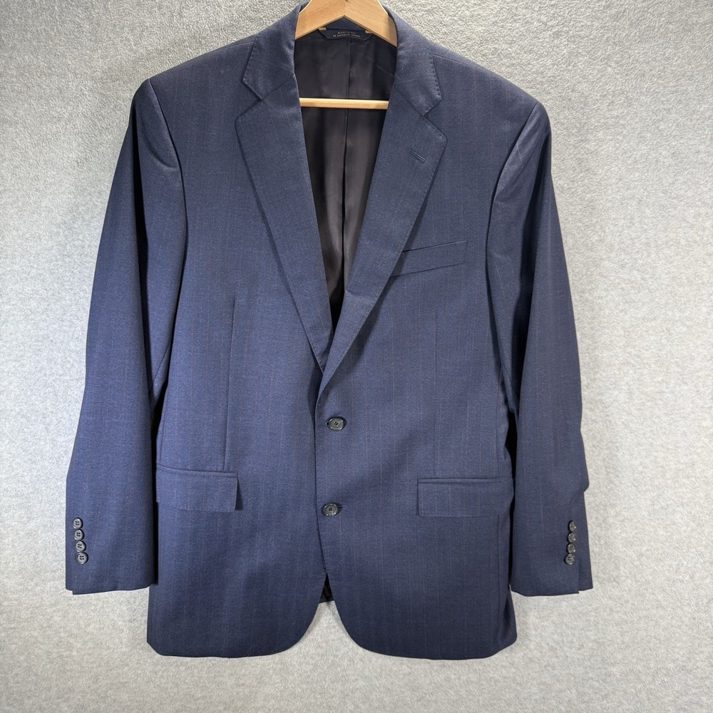 Brooks Brothers 1818 Regent Mens 40R Navy Pinstripe Wool Blazer Drago Italy USA